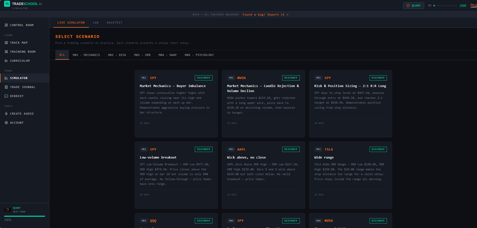 Curated scenarios
